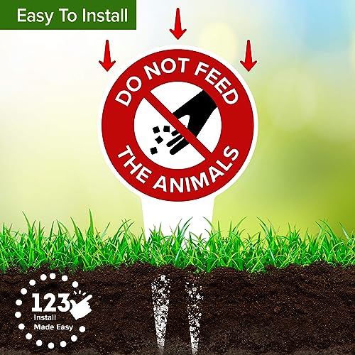 Do Not Feed the Animals Sign, 9"x17", Heavy Duty Integrated Ground Stakes, Indoor/Outdoor Use, Rust Free Aluminum Composite, Made in USA by My Sign center - color: Animals, size: 9"x17"