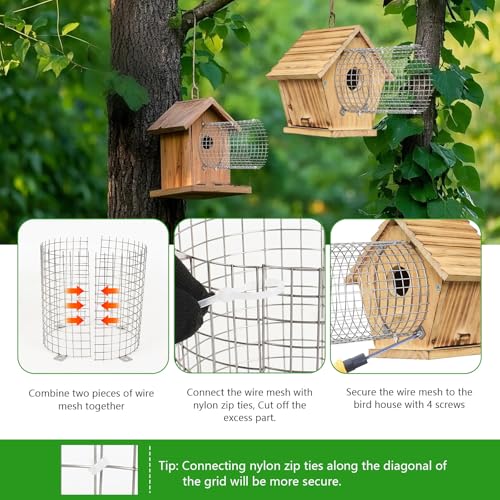 Tryly 2Pcs Bluebird House Protector Guards, Stainless Bird House Entrance,Designed for the Secure of Eastern Bluebird Homes and Their Chicks (Round) - style: Round