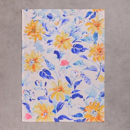 Maison d' Hermine Kitchen Towels Set of 3 Reusable 100% Cotton 27.50" x 20" | Cloth Tea Dish Towels Absorbent with Hanging Loop for Kitchen Dining Party Wedding Hotel Home Spring Summer - Girassol - color: 006 - Girassol
