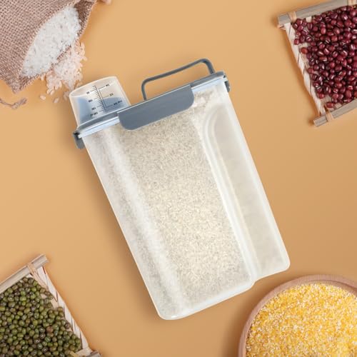 Airtight 10 Lbs Rice Storage Container Pet Dog Cat Food Holder 5 Lbs - Grey | Portable Bird Seed Dispenser Cat Food Containers with Large Pour Spout for Travel Cereal Oatmeal Holder with Measuring Cup - color: Grey-10L