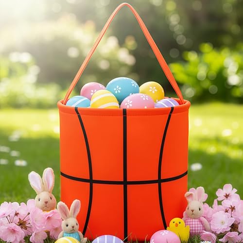 XinblueCo Baseball Basket Easter Baskets for Canvas Easter Egg Hunt Baskets - color: Basketball Basket4
