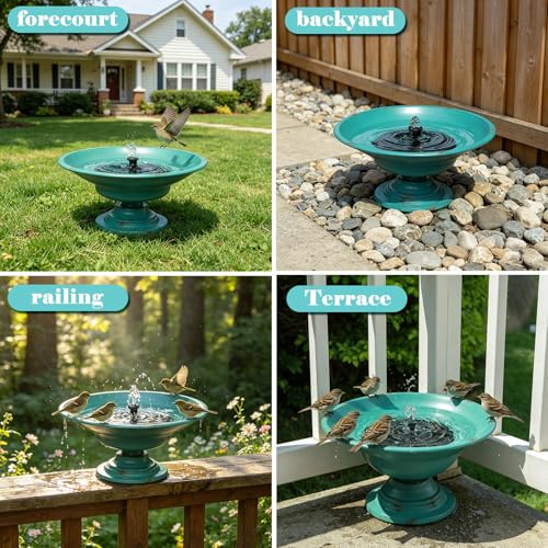 Solar Bird Bath Fountains, Bird Bath for Outside with cast Iron Base | bird bath fountains solar power;Rustproof & Weatherproof;bird bath bowl for outdoor garden and patio decoration