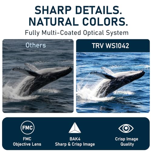 TRV 10x42 Waterproof Binoculars for Adults, Cruise & Travel | Alaska Cruise Travel Sharp Bright Binoculars for Whale Watching, Glacier Viewing, Boating & Coastal Adventure - size: 10x42
