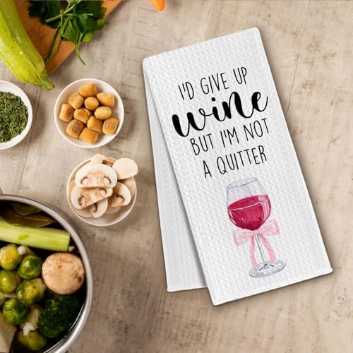 Funny Wine Tea Towel, Coquette Wine Lovers Gifts for Women Men, Funny Kitchen Dish Towels with Sayings for Bar, 16x24 Inch - color: Wine 01