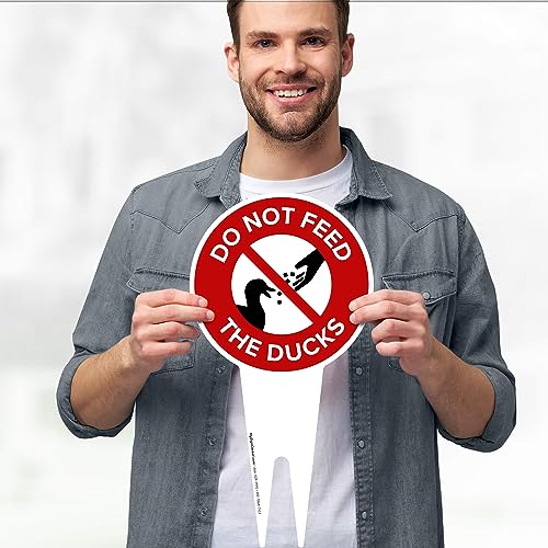 Do Not Feed the Ducks Sign, 7"x13", Heavy Duty Integrated Ground Stakes, Indoor/Outdoor Use, Rust Free Aluminum Composite, Made in USA by My Sign center - color: Ducks, size: 7"x13"