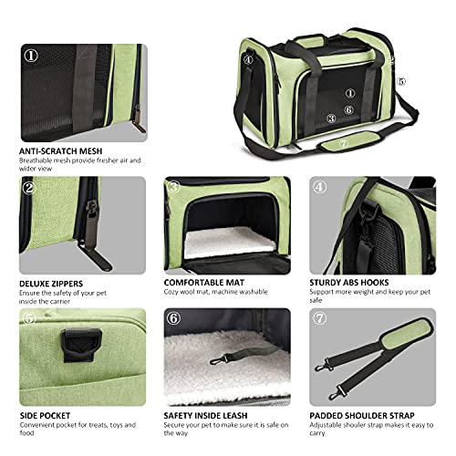 Henkelion Large Cat Carriers Dog Carrier Pet Carrier for Large Cats Dogs Puppies up to 25Lbs, Big Dog Carrier Soft Sided, Collapsible Travel Puppy Carrier - Large - Green - color: Green, size: 20.0"L x 13.0"W x 13.0"H