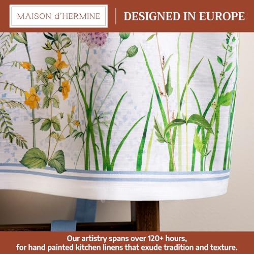 Maison d' Hermine Aprons for women with Pocket 100% Cotton (27.50"x31.50") | Adjustable Neck Strap & long ties Apron Men Chef Wedding Cooking Gardening Server Maid - color: 014 - Fleurs De Mai