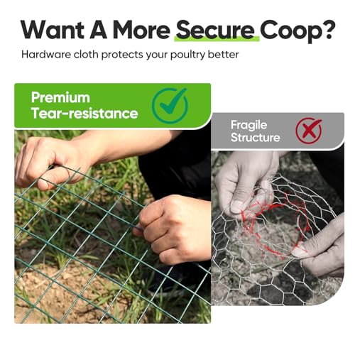 Quictent 1 inch Hardware Cloth for Chicken Coop 40in x 50ft 20 Gauge, Dark Green Vinyl Coated Chicken Wire Mesh, Predator Proof Chicken Fence, Garden Netting - color: 1" (Large Mesh), size: 50 FT
