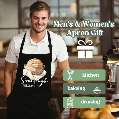 Sourdough Whisperer Apron for Women with Large Pockets - Funny Baking Aprons, Adjustable Professional Kitchen Apron for Bread Making, Grilling - Unique Sourdough Gifts for Bakers & Moms - C12 - color: Sourdough Whisperer 2