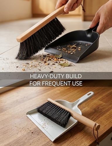 TAKAVU Horsehair Counter Brush, Beech Wood Handle, 12.6in Hand Brush | Sweeps Workbench, Patio Cushions, Outdoor Furniture, Sawdust, Drafting Tables & Fireplace, Soft Bristle