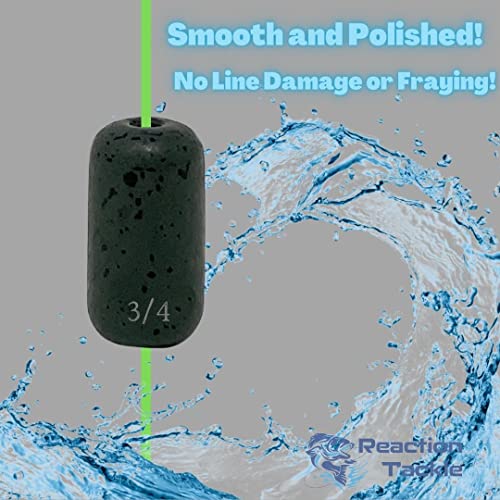 Reaction Tackle Tungsten Barrel Weights for Bass Fishing - Egg Shaped Carolina Rig Sinkers - Size Stamped Freshwater and Saltwater - color: Green Pumpkin, size: 3/4 Oz (4-Pack)