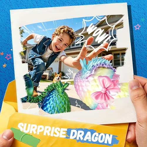 Impossmaker 6pcs 3D Printed Dragon Eggs, Cool Articulated Crystal Dragon Toys for Boys Kids Teen, Surprise Dinosaur Eggs for Party Favors, Fun Goodie Bag Stuffers for Birthdays, Classroom Prizes - style: 6P