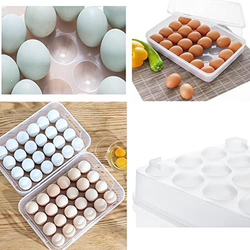 Jilukibo Egg Holder for Refrigerator with Lid, 24 Count Egg Tray Carrier Storage Box for Fridge, Stackable Clear Plastic Egg Container Dispenser Keep Fresh, 24 Egg Box (2 Pack)