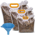 NiHome Bird Seed Storage Container, 3 Pack Airtight BPA Free, 10L/5L/2.5L | Portable Dispenser For Sunflower, Thistle, Nuts, Wild Bird Pet Food. Funnel, Handle & Spout For Indoor & Outdoor Use