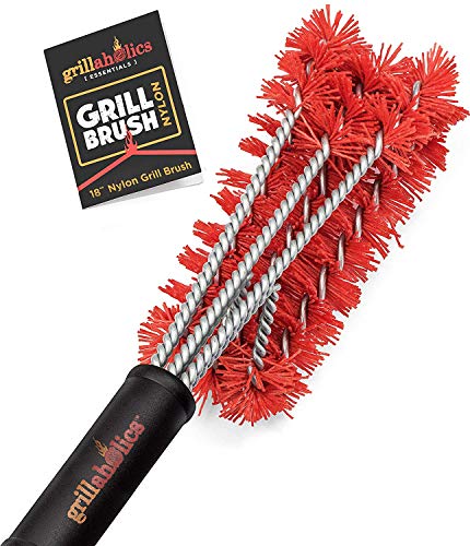Nylon Grill Brush for Porcelain Grates | Non-Metal | Won't Scratch Coated Outdoor Grills | Works on Cold Grates