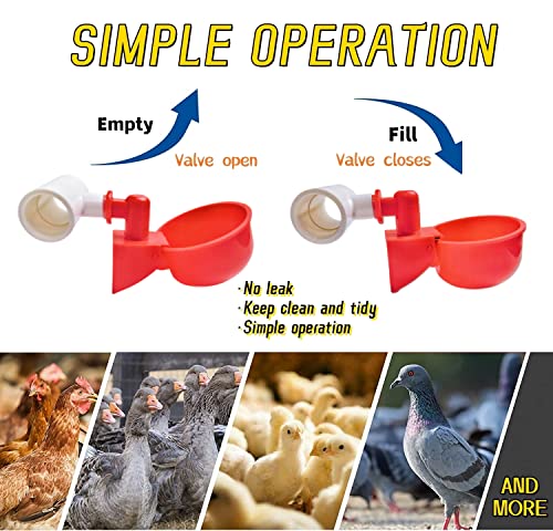 8 Pack Automatic Chicken Waterer Cups with 1/2" PVC Tee Fittings Chicken Water Cups, Chicken Water Feeder, for Chicks, Duck, Goose, Turkey. Poultry Waterer Feeder Kit - size: 8