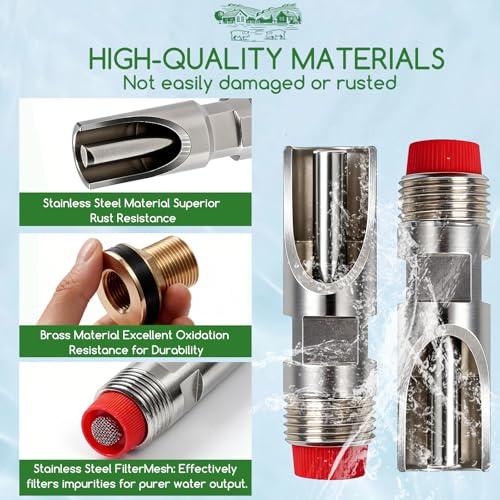 Pig Water Nipple, 5PCS Pig Nipple Waterer for Barrel Kit, Stainless Steel | Automatic Pig Nipple Water Drinker Feeder With Filter, Water System with Brass Tank Connector Kit for Piglets Goat Drink