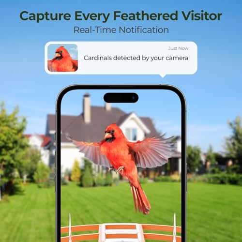 Smart Bird Feeder with Camera Solar Powered for Outside Birdhouse with Camere, AI Identify Birds Species, FHD Live Video, Instant Arrival Alerts, Ideal Gift for Family or Bird Lovers (Azure Blue)