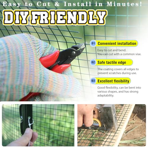 Hardware Cloth 1/2inx36inx100ft,Chicken Wire Fencing,Welded Wire Mesh, Vinyl PVC Coated Mesh,Coop Garden Plant for Rabbit,Snake,Rodent,Foxes,Raccoons Poultry Netting Cage Farm Protection - color: Green, size: 1/2in 36in×100ft