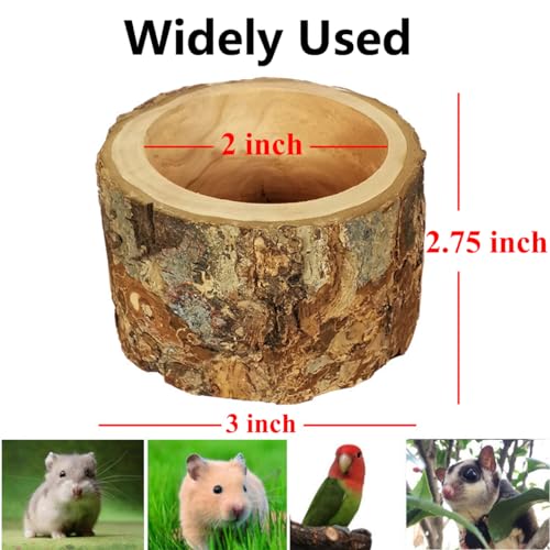 Apple Wood Feeding Bowl for Small Animals, Food Dish for Guinea Pig, Chinchilla, Parrots - color: Round Bowl