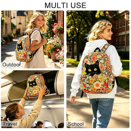 Cat Kids Backpack School Backpack Teens Bookbag for Girls Boys Hiking Camping Travel Sports - color: Cat