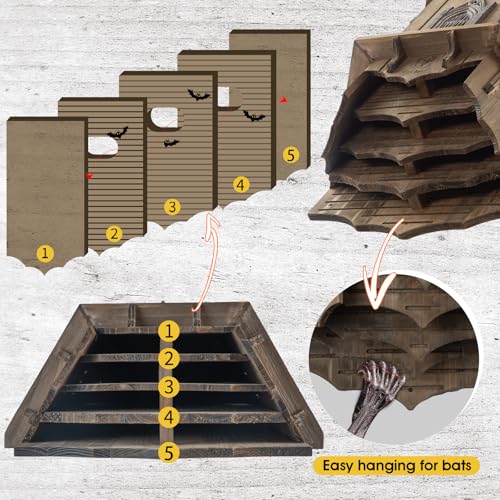 VIREESR Large Bat House for Outdoors,4-Chamber Castle Bat Box,200-Capacity | Cedar Wooden Bat House, Bat Boxes for Outside for Tree, 4 Chamber Design to Attract Bats, Weather-Resistant, Brown - size: XL Brown