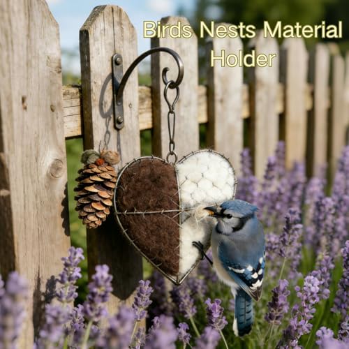 Handmade Fiber Bird Nesting Heart, Winter Tree Shelter for Wild Birds,Birds Nests Material Holder, Hummingbird Nest Boxes for Outside, Gardens, Courtyards, and Outdoor Bird Shelters