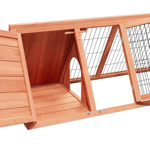 Small Chicken Coop Indoor Outdoor, Wooden Triangle Quail Cage All Weather Used Bunny Hutch with with Wire Fence,Pull-Out-Tray for Chick Duck Rabbit Guinea Pig(Brown) - color: Brown