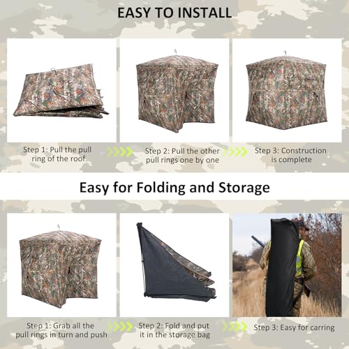 ITEFDTUTNE 360 See-Through Hunting Blind, 2-3 Person, Light Woodland Camouflage, 4 Season, Hunting Tent - color: Light Woodland Camouflage