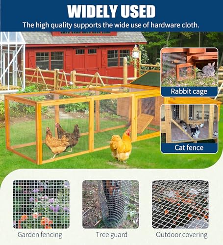 Hardware Cloth 1/2 Inch, 19GA Hot Dip Galvanized Chicken Wire Fencing Mesh | 16in×50ft Wire Mesh Rolls Welded Chicken Wire Fencing for Chicken Coop Barrier, Poultry Netting Cage Wire Fence - color: Silver(16in*50ft )