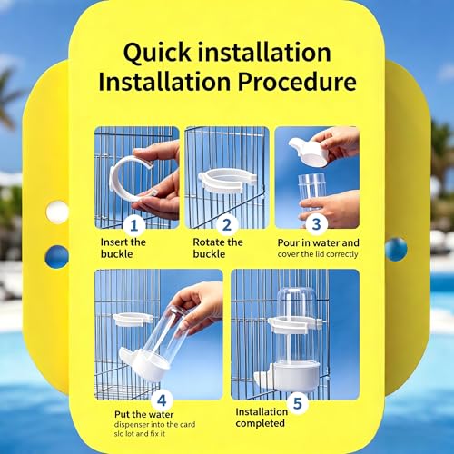 Automatic Bird Water Dispenser Cage Hanging Water Feeder with Anti-Spill Design for Parakeet Canary Small Parrot Lovebirds (2PCS 240ml Water Dispenser) (240ml) - color: 240ml
