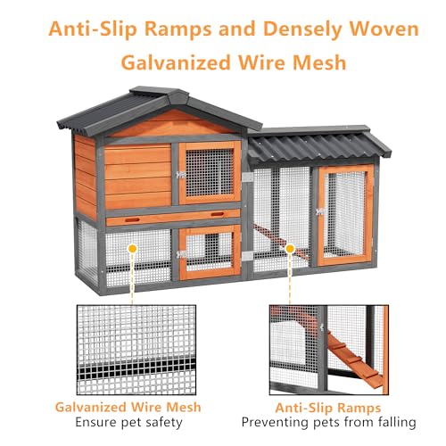 Chicken Run Coop, Small Poultry Quail Cage Rabbit Pet Hutch House | Pull-Out Removable Tray, Asphalt Openable Roof, Non-Slip Ramp,Ideal for Backyard Outdoor Use - color: Brown