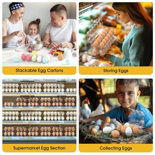 100 Pack Large Egg Cartons Cheap Bulk 12 Count Plastic Egg Containers 2x6 | Large Reusable Bulk Egg Carton Clear Egg Holder for Home Ranch Farm Commercial Market Plastic Egg Contains for Craft Project - size: 100Pack-2x6 Large