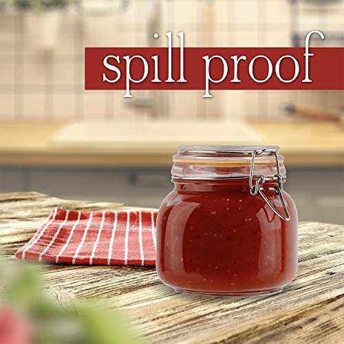 Glass Jar with Airtight Lid 24 oz | Food Storage Jar, Wide Mouth, Leak Proof Kitchen Canister - size: 24 oz