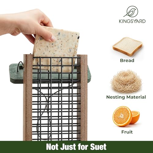 Kingsyard 2 Pack Double Tail-Prop Suet Bird Feeder | Recycled Poly Lumber Suet feeder, Sturdy & Durable, Outside Hanging, Great for Woodpecker & Clinging Birds, Blue - color: Blue