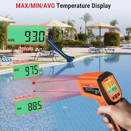 TempPro TempScan Infrared Thermometer Gun with 2 Laser for Pizza Oven Grill | 16:1 D:S Ratio Temperature Gun for Cooking HVAC Engine, Laser Thermometer Gun with Adjustable Emissivity Temp Gun -58℉-1022℉ - style: 2-Laser & D:S 16:1