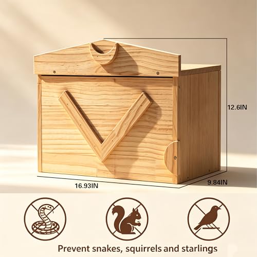 Handcrafted Solid Wood Duck House - Large Natural Outdoor Duck Nesting Box for Wood Ducks & Mergansers, Easy Pole Mounting Kit for Pond Wetland & Backyard
