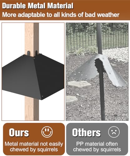 Queension 17 Inch Metal Squirrel Baffle for 4x4 Post and Wooden Pole, 1pcs | Squirrel Proof Baffles for Bird Feeder Poles, Outdoor Guard for Wooden Pole to Deter Raccoons from Bird Houses - size: 1 pcs