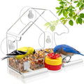 Window Bird Feeders for Outdoors with Flower Hummingbird Feeder | Clear Window Bird Feeder with Strong Suction Cups, Small Bird Feeder Easy to Clean, for Cats, Grandparents, Birds Lover Gifts - color: White