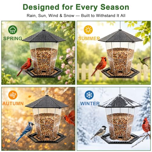 CHILDLION Bird Feeder for Outdoors Hanging,Black Hanging Wild Bird Feeders for Blue Bird, Cardinals, Finches,Wild Birds Seed Feeder, As Gift for Bird Lovers
