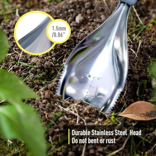 2Pack Garden Trowel, Stainless Steel Hand Shovel with Ergonomic Handle, Multi-Use Soil Scoops for Digging, Planting, Transplanting, Cultivating(Blue) - color: Yellow