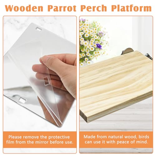 BNOSDM Bird Perch Platform with Mirror, Wooden Climbing Ladder for Parakeet, Small Bird Swing Toys with Hanging Chewing Balls Parrot Cage Accessories Budgie Playground for Cockatiel, Lovebird, Conure - color: 6in1 Bird Perch Platform