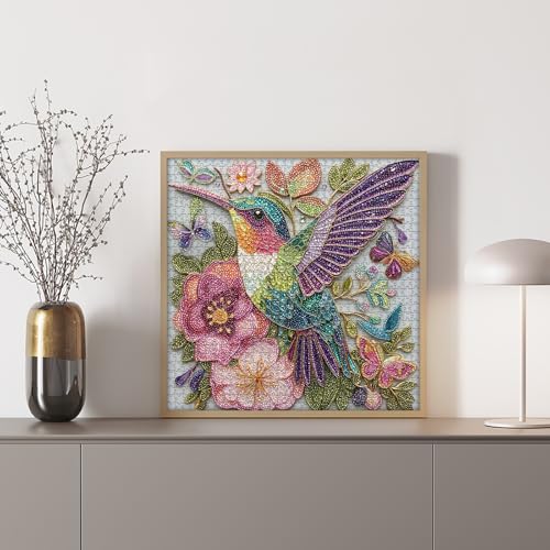Hummingbird Diamond Art Puzzle for Adults 1000 Piece, PICKFORU Animal Puzzles Crystal Bird Jewel Art, Nature Garden Flower Jigsaw Puzzle - style: Hummingbird Diamond Puzzles