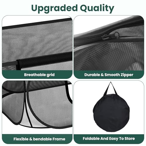 2-Pack Raised Garden Bed Covers, 45" x 22" x 17" Mesh Crop Cage, Pop-Up Plants Cover with 30% Shade Cloth for Seedlings Vegetables Fruits Flowers, Protects Against Birds Animals Pests with 16 Stakes - color: 2pack-black