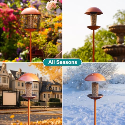 Metal Pole Stand Bird Feeder - 1.5lb Capacity | Durable copper finish, rust-resistant, attracts wild birds to yard, lawn, or garden, easy to install & fill, gifts for mom