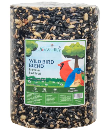 JCs Wildlife Bird Seed Cylinder with Hole Variety Pack, Premium Blends Wild Bird Food for Outside Feeders, Cardinals Woodpeckers Finches Bluebirds Chickadees, Made in the USA, Large, 5 Pack