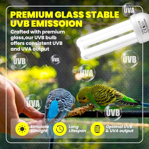 GlowUp 23W UVB Bulb for Bird, UVB 2.4 Compact Fluorescent Light Bulb E26 Birdcage Compact UVB 2.4 Lamp for Captive Birds and Reptiles - size: 23W UVB 2.4 Light Bulb