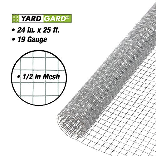 YARDGARD – 1/2 Inch Mesh Welded Wire Fence Hardware Cloth – 24 in. x 25 ft. 19‑Gauge Galvanized Steel – for Chicken Coops | Garden Protection | Bird and Rabbit Enclosures - size: 24" Inched by 25 Feet