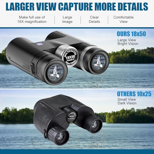 18x50 Professional Large View Binoculars for Adults with Upgraded Phone Adapter, Tripod and Tripod Adapter - Waterproof Binocular with BaK4 prisms for Bird Watching,Hiking,Outdoor Adventures