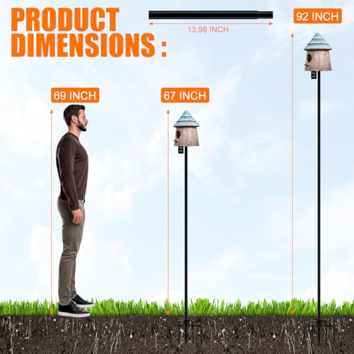 Bird Feeder Pole Stand, 92" Heavy Duty Bird House Pole for Outdoors, 1 Inch Diameter Metal Mounting Post, Universal Multi-Feeder Stand for Smart Bird Feeder, Cameras & Weather Stations